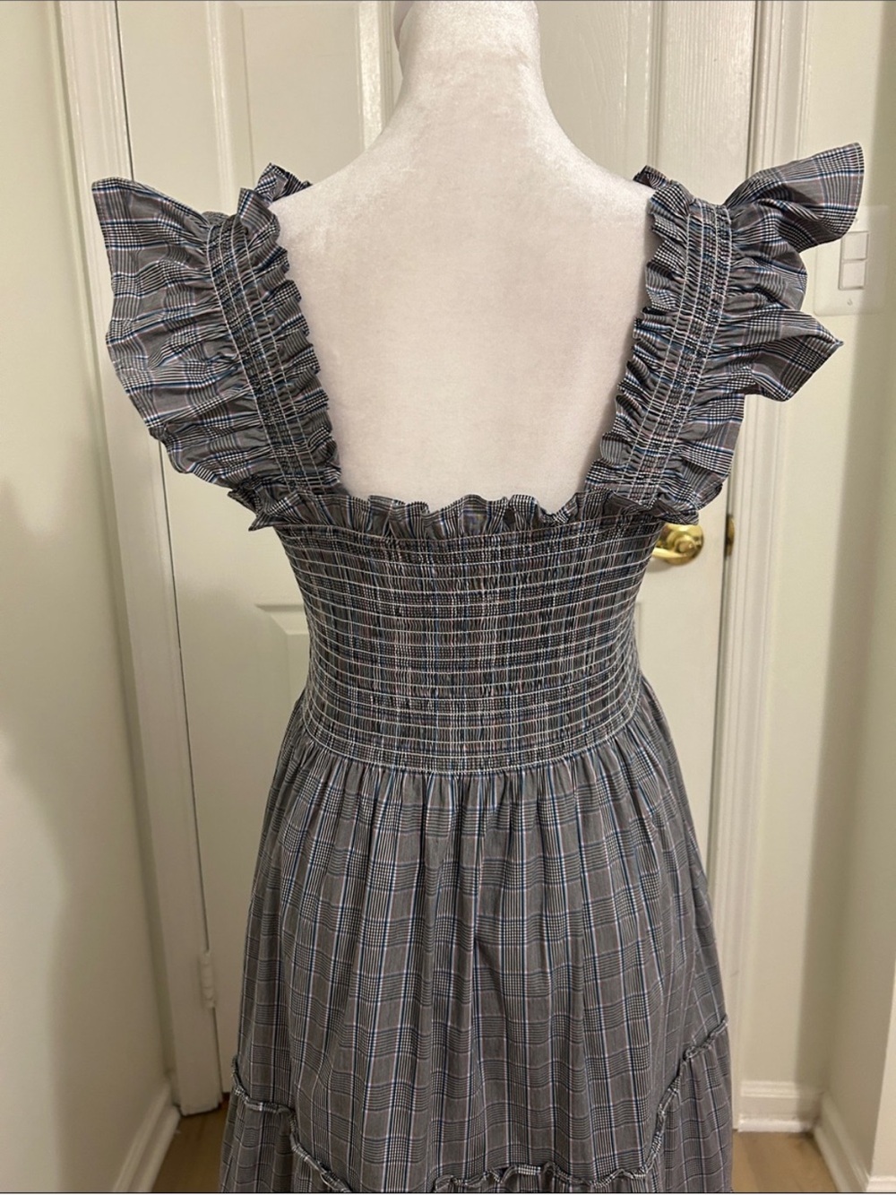 Hill House Home Ellie Nap Dress Tai Check Gray and Blue Plaid Size Large - Picture 12 of 15